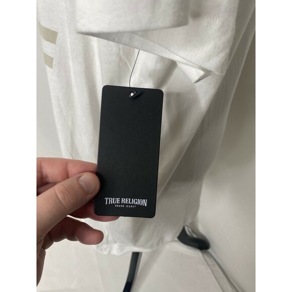 True Religion Men's Shirt White Short Sleeve Horseshoe Logo Crewneck Size XL - Picture 7 of 8